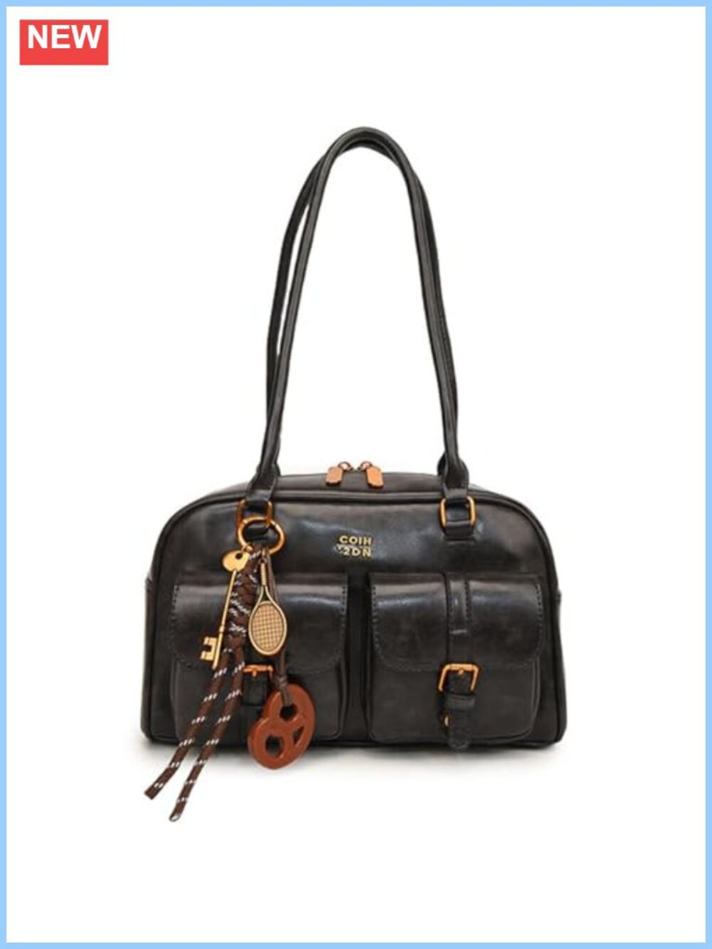 Retro PU Leather Shoulder Bag Top Handle Y2K 90s Underarm Purse
